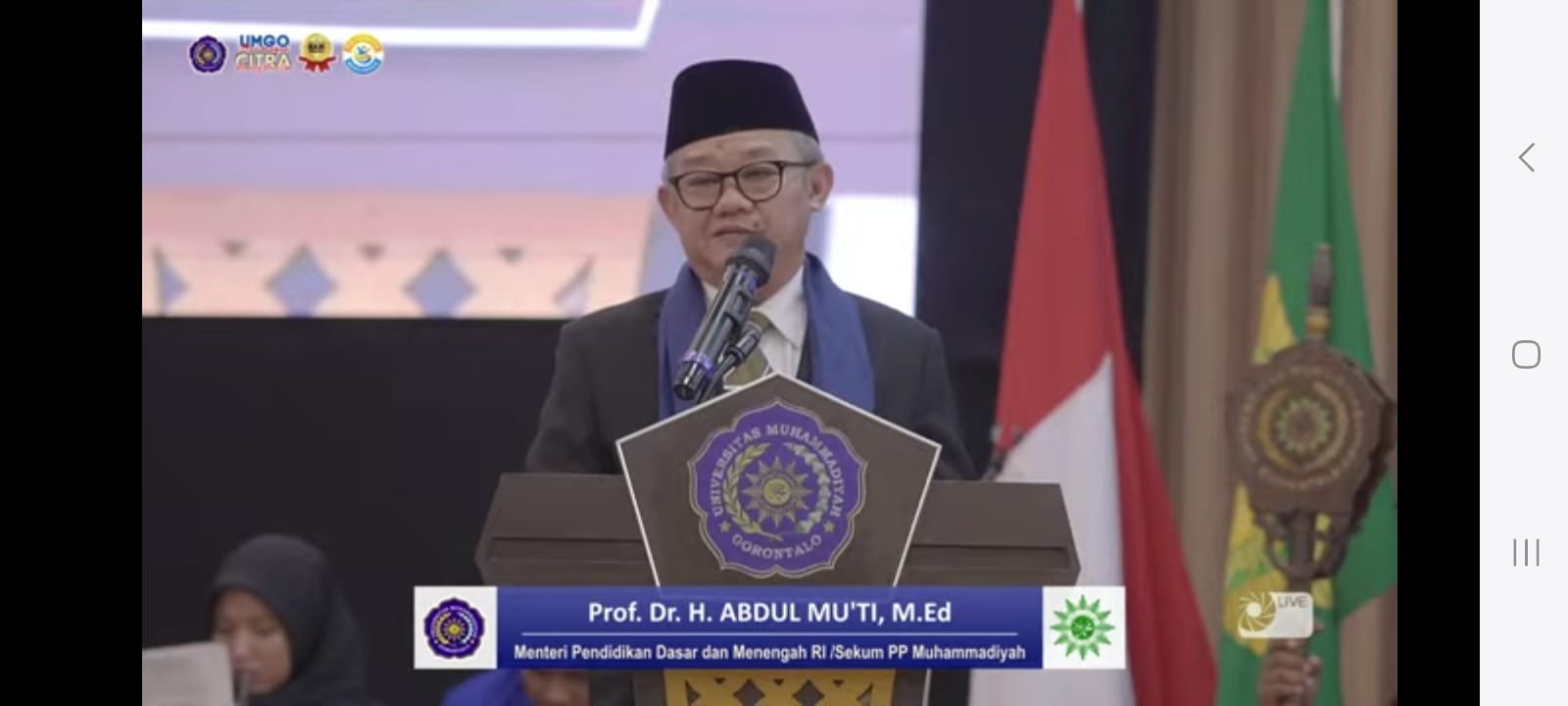 Sambutan Arahan Menteri Prof. Abdul Mu,ti Acara Milad ke 17 Universitas Muhammadiyah Gorontalo (UMGO)