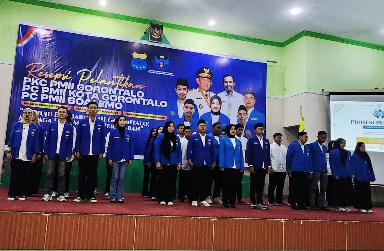 Pelantikan bersama PKC PMII Gorontalo, PC. PMII Kota Gorontalo dan PC. PMII Kab. Boalemo, bertempat di El Hajj Convention Center. (Foto: Emha/Annahdlah.com)