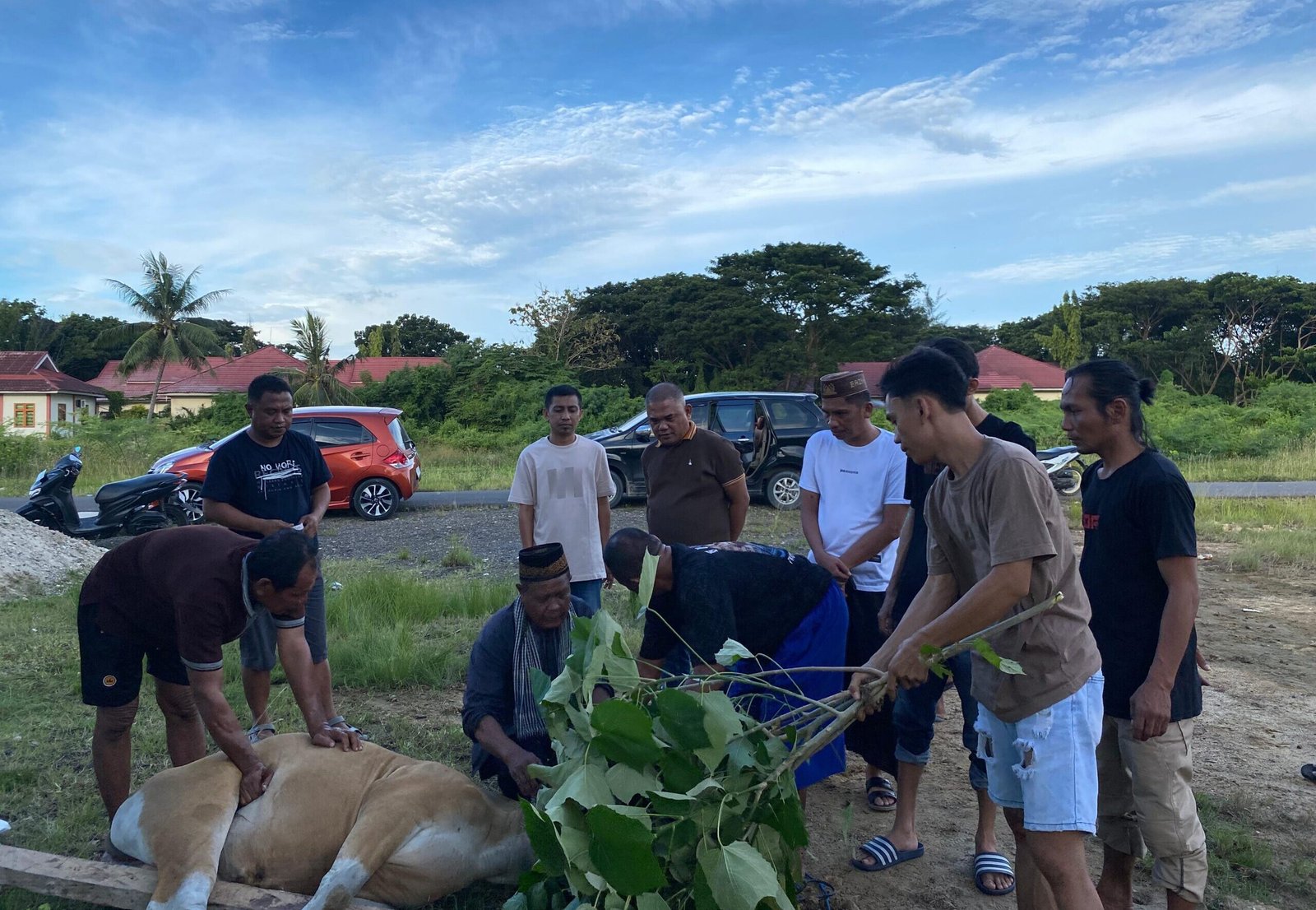 Pelaksanaan Pemotongan Hewan Quban di Halaman Graha NU Pohuwato