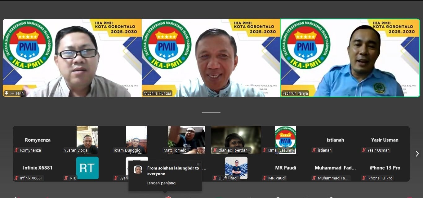 Meeting Zoom PC IKA PMII Kota Gorontalo Persiapan Pelantikan IKA PMII se Gorontalo 2025 - 20230. (Foto: annahdlah)