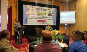 Kasatpol PP Taufik El Hakim Sidiki, saat arahan membuka acara Rakor Kerjasama Kemitraan Tehnik Pencegahan Kejahatan di Hotel Grand Q Kota Gorontalo. (Foto: Annahdlah)