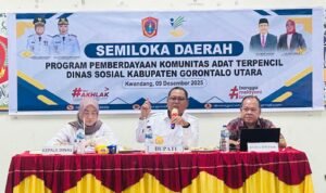 Bupati Thariq Modanggu Buka Semiloka Komunitas Adat Terpencil (KAT) di Kabupaten Gorontalo Utara. Foto: (Diskominfo Gorut)