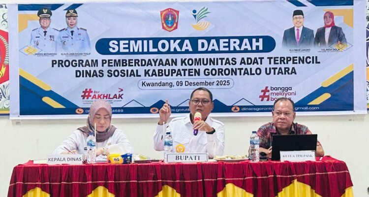Bupati Thariq Modanggu Buka Semiloka Komunitas Adat Terpencil (KAT) di Kabupaten Gorontalo Utara. Foto: (Diskominfo Gorut)