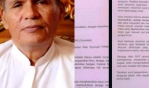 Rais PWNU Gorontalo KH. Burhanuddin Umar dan Surat Pernyataan Sikap Mengundurkan diri sebagai pengurus. (Foto: berbagai sumber)