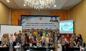 Kabid Pemuda Muchlis S.Huntua, menutup Pelatihan WMP Provinsi Gorontalo tahun 2026 di Hotel Grand Q Kota Gorontalo. (Foto:Annahdlah)